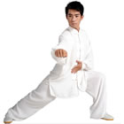 Professional Taichi Kungfu Uniform with Pants - Jiajia Cotton - White (RM)