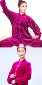 Professional Taichi Kungfu Uniform with Pants - Velvet - Fuchsia (RM)