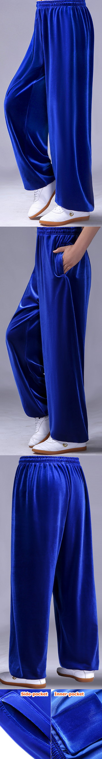 Professional Taichi Kungfu Pants - Velvet - Sapphire Blue (RM)