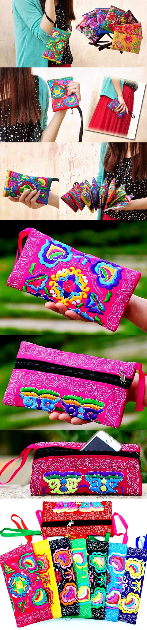 Ethnic Embroidery Clutch-bag (Multicolor)