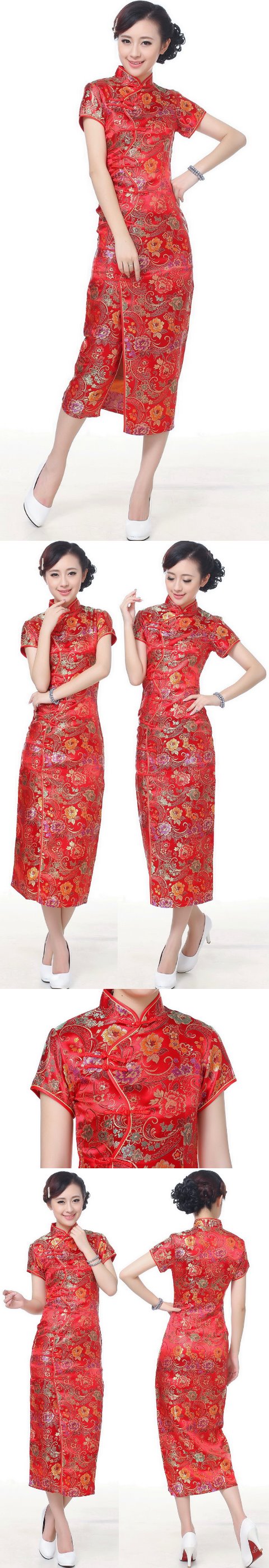 Short-sleeve Long-length Brocade Cheongsam (RM)