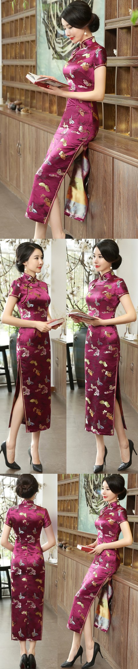 Short-sleeve Long-length Brocade Cheongsam (RM)