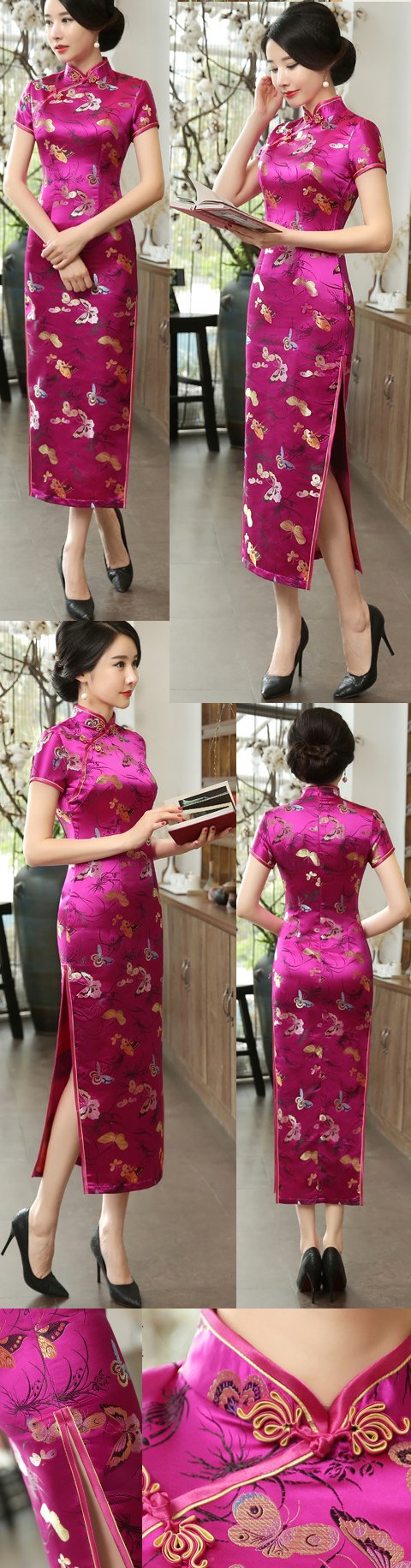 Short-sleeve Long-length Brocade Cheongsam (RM)