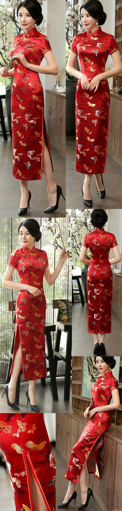 Short-sleeve Long-length Brocade Cheongsam (RM)