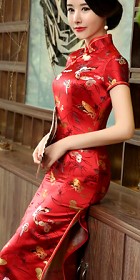 Short-sleeve Long-length Brocade Cheongsam (RM)