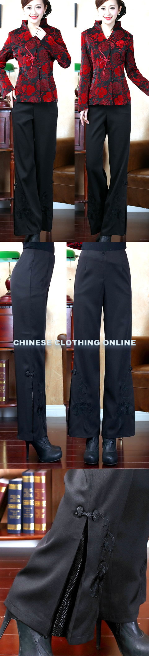 Mandarin Pants w/ Flower and Auspicious Cloud Embroidery (RM)