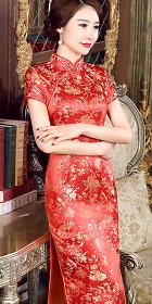 Short-sleeve Long-length Brocade Cheongsam (RM)