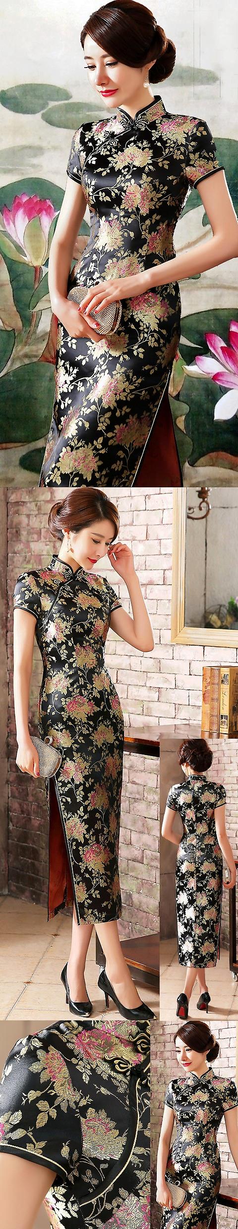 Short-sleeve Long-length Brocade Cheongsam (RM)