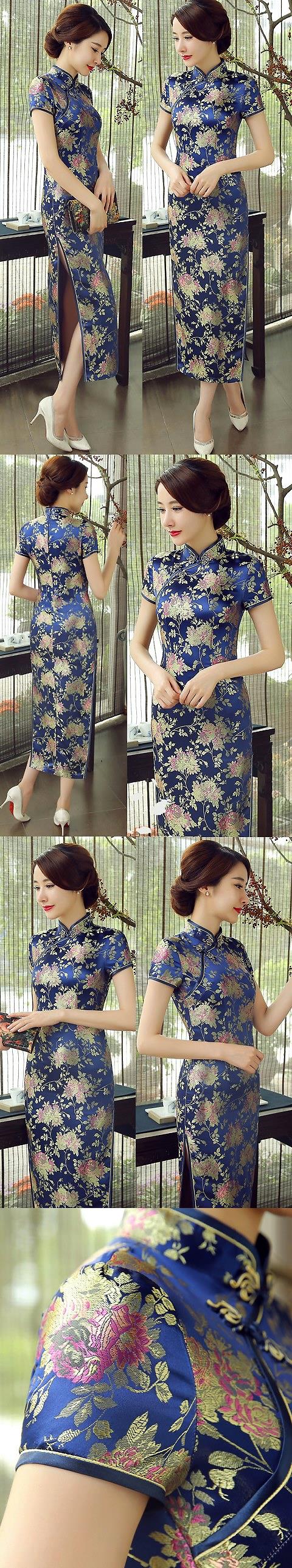 Short-sleeve Long-length Brocade Cheongsam (RM)