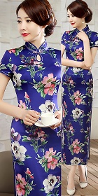 Short-sleeve Silk Printing Cheongsam (RM)