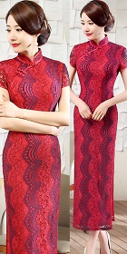 Cup-sleeve Gorgeous Embroidery Gauze Cheongsam (RM)