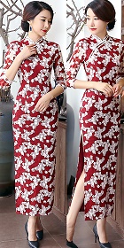 Elbow-sleeve Gorgeous Embroidery Gauze Cheongsam (RM)