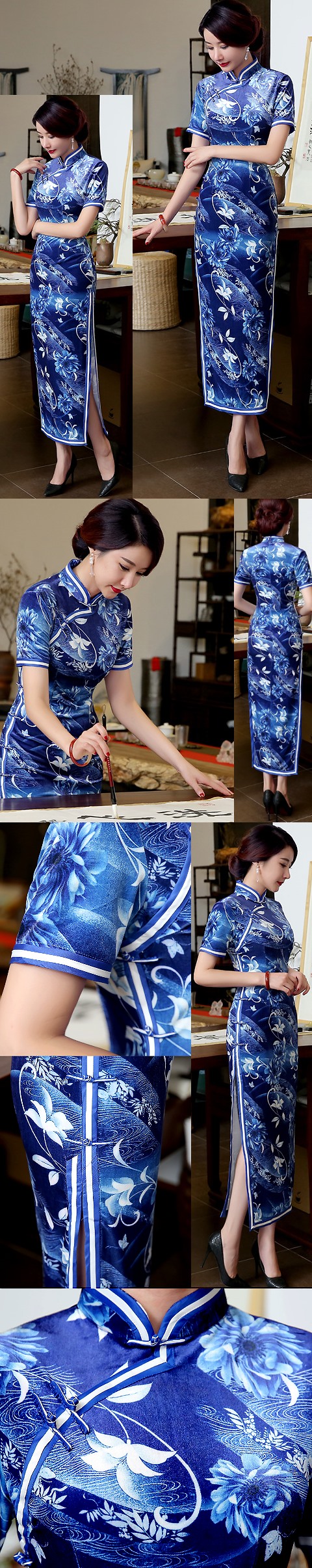 3/4-sleeve Velvet Cheongsam (RM)