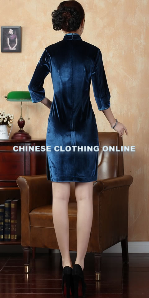 Elbow-sleeve Short-length Velvet Cheongsam (RM)