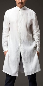 Standing Collar Linen Cotton Long Coat (CM)