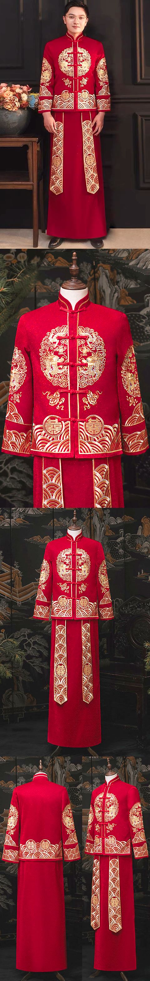 Archaic Dragon Embroidery Bridegroom Suit