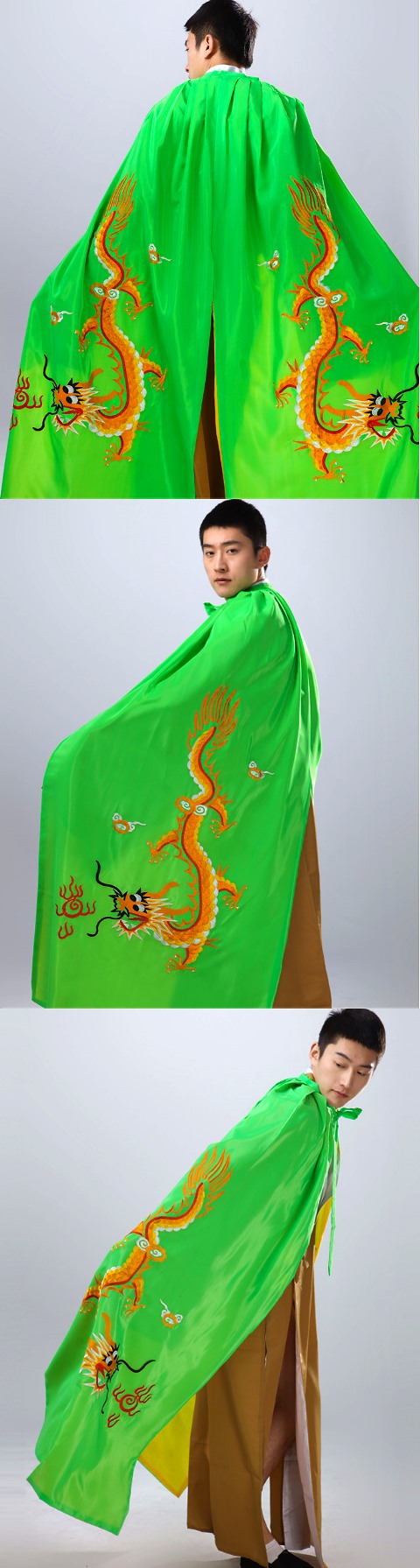 Men's Hanfu Dragon Embroidery Cloak - Green(RM)