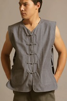 Mandarin Sleeveless Plain Cotton Shirt (RM)