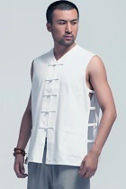 Mandarin Sleeveless Plain Cotton Shirt (RM)