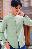 Chic Linen Long-sleeve Mandarin Shirt (RM)