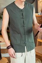 Cotton Linen Mandarin Sleeveless Shirt/Vest (RM)