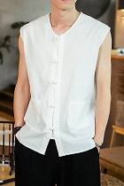 Cotton Linen Mandarin Sleeveless Shirt/Vest (RM)
