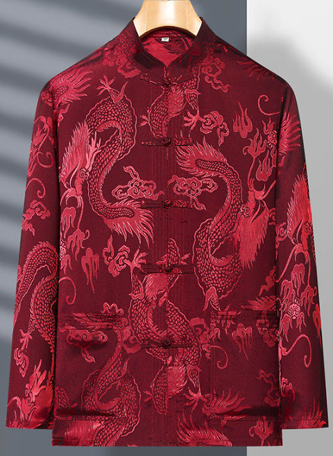 Shadow Dragon Jacquard Mandarin Shirt (RM)