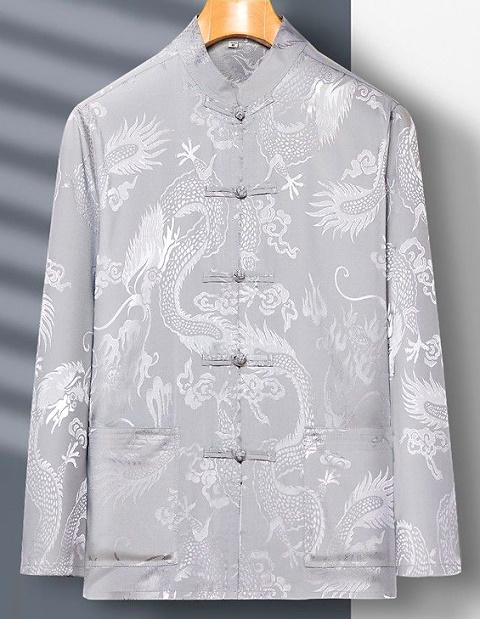 Shadow Dragon Jacquard Mandarin Shirt (RM)