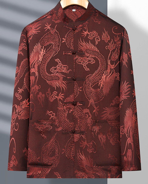 Shadow Dragon Jacquard Mandarin Shirt (RM)