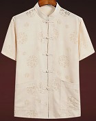 Dual-dragon Linen Short-sleeve Mandarin Shirt (RM)