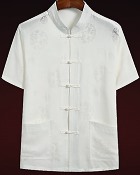 Dual-dragon Linen Short-sleeve Mandarin Shirt (RM)