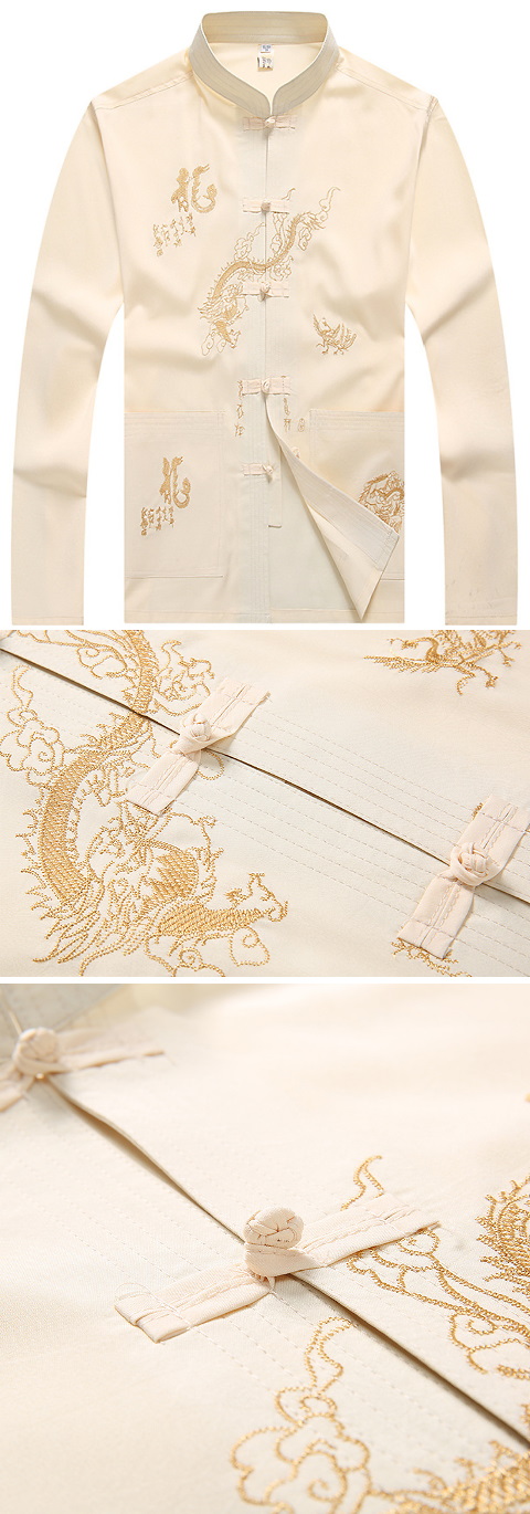 Mandarin Dragon Embroidery Long-sleeve Shirt (RM)