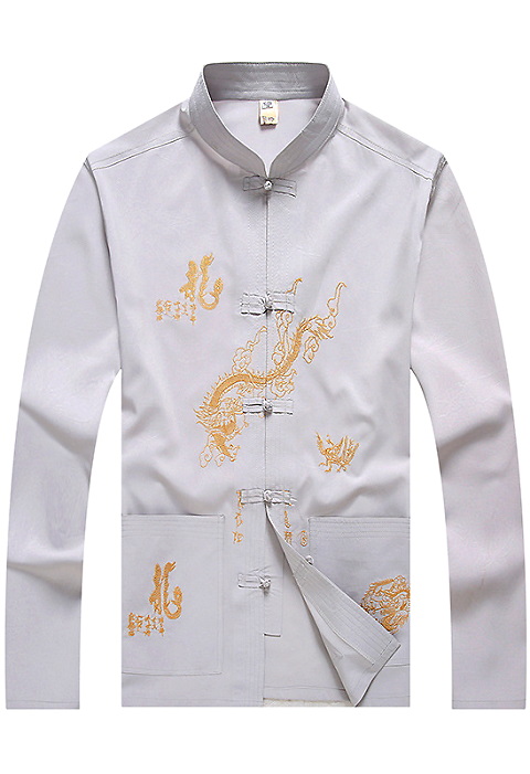 Mandarin Dragon Embroidery Long-sleeve Shirt (RM)