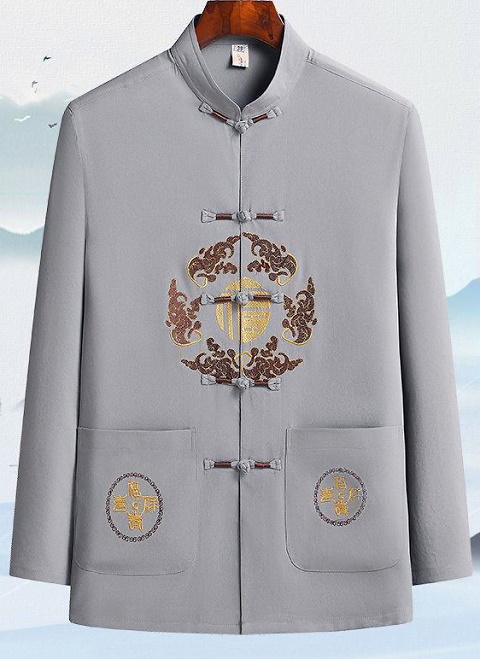 Fu Embroidery Long-sleeve Mandarin Shirt (RM)