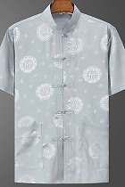 Shadow Blessing/Happiness Jacquard Mandarin Shirt (RM)