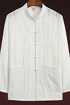 Fu Character Linen Long-sleeve Mandarin Shirt (RM)