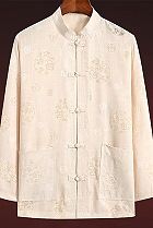 Dual-dragon Linen Long-sleeve Mandarin Shirt (RM)