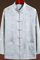 Dual-dragon Linen Long-sleeve Mandarin Shirt (RM)