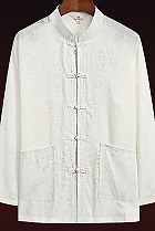 Dual-dragon Linen Long-sleeve Mandarin Shirt (RM)