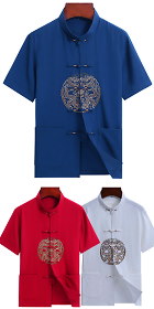 Mandarin Dragon Embroidery Linen Shirt (RM)