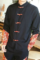 Long-sleeve Cotton Linen Mandarin Top (RM)