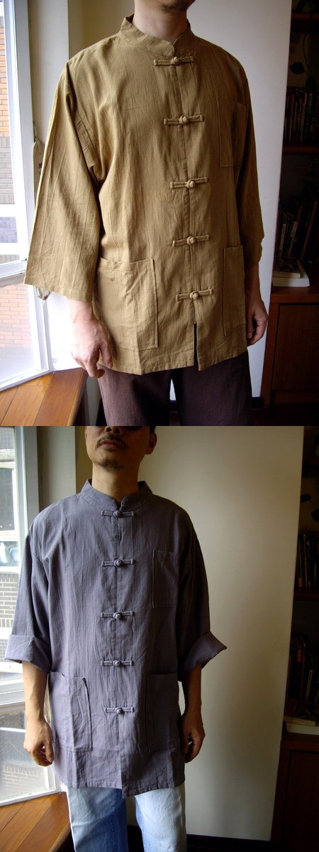 3/4-sleeve Mid-length Mandarin Shirt (CM)