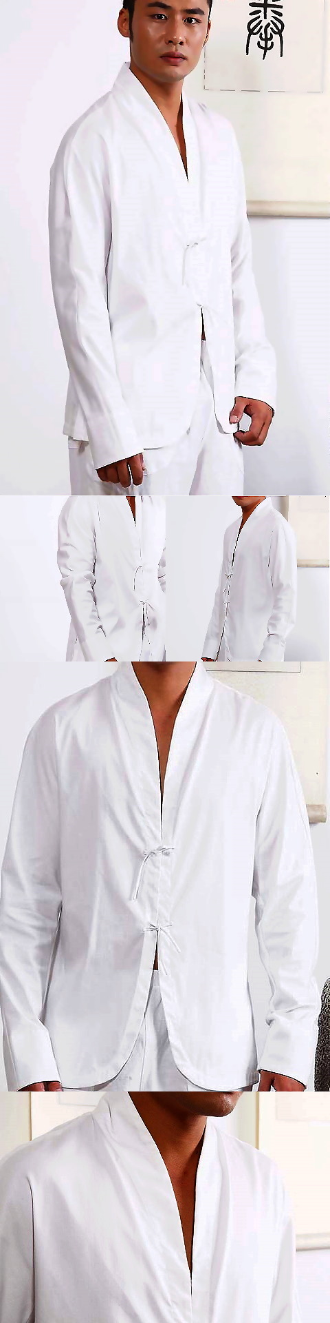 Long-sleeve V-collar Mandarin Shirt (CM)