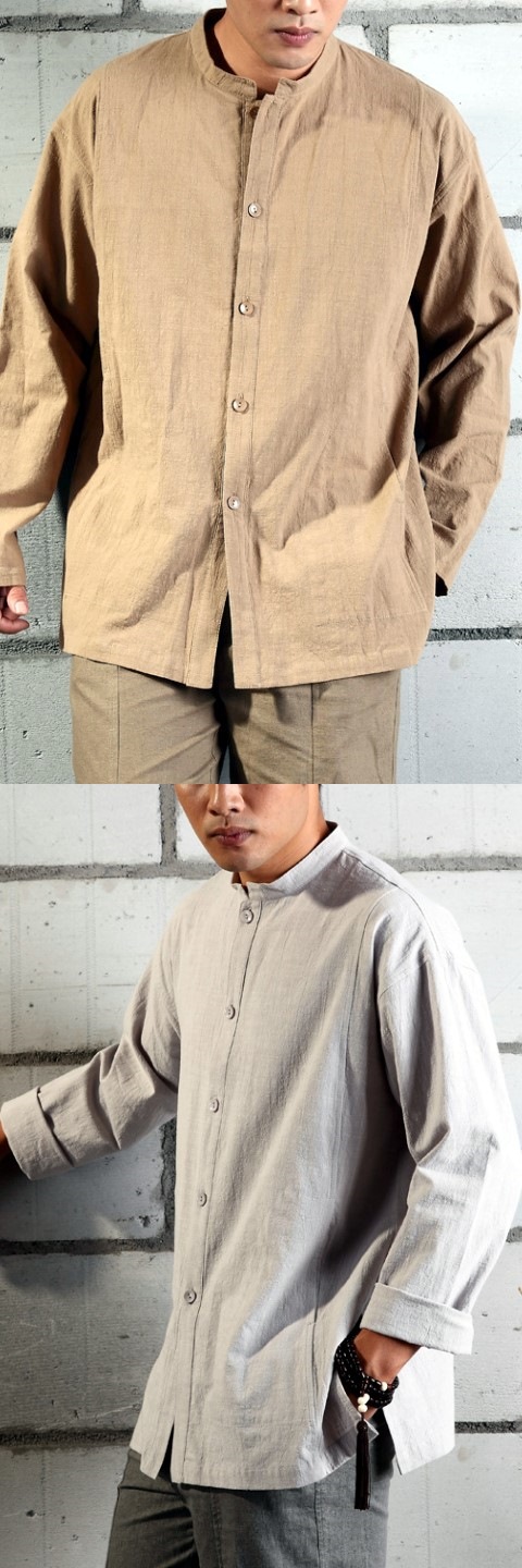 Long-sleeve Standing Collar Mandarin Shirt (CM)