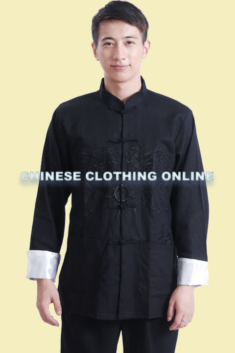 Mandarin Dual-dragon Embroidery Linen Jacket (RM)