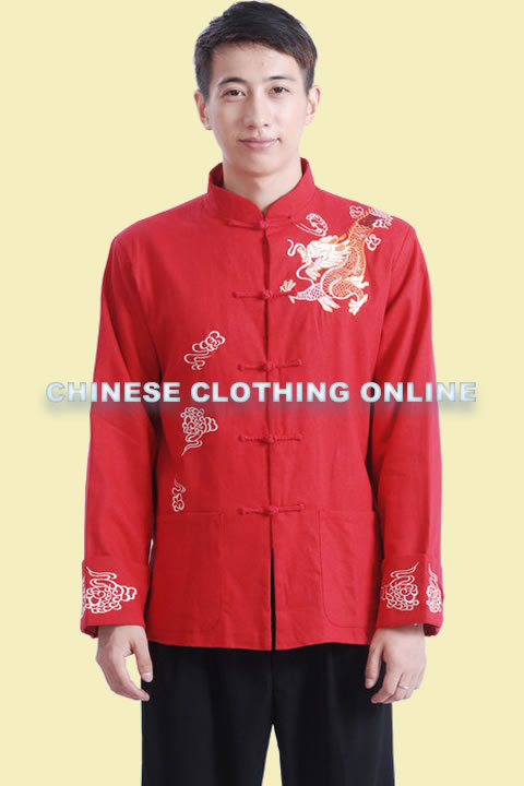 Mandarin Dragon Embroidery Linen Jacket (RM)