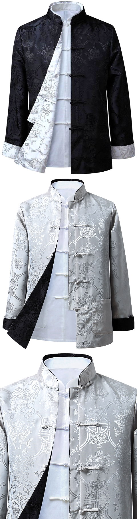 Mandarin Reversible Damask Jacket (RM)