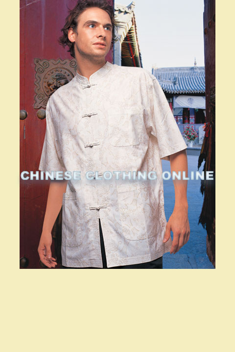 Short-sleeve Jacquard Mandarin Shirt (CM)