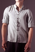 Elbow-sleeve Chic Mandarin Shirt (CM)