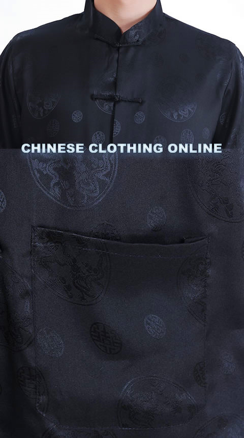 Short-sleeve Huddling Dragons Mandarin Shirt - Black (RM)